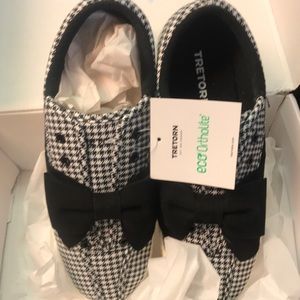 Tretorn houndstooth black white sneaker with bow